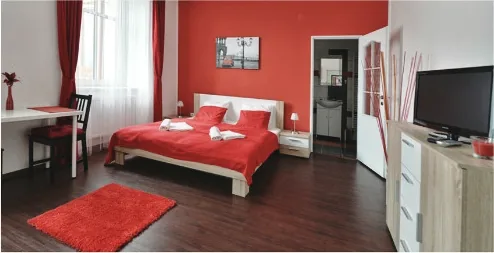 Apartmán s televizí a úložným prostorem
