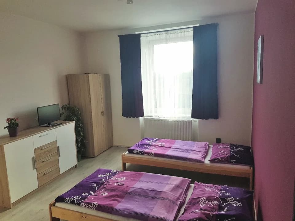 Dvoulůžkový pokoj s oddělenými lůžky a televizí